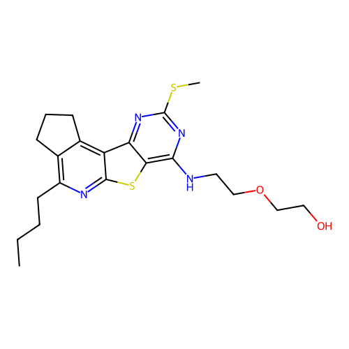 2-(2-((4-butyl-9-(methylthio)-2,3-dihydro-1H-cyclopenta[4',5']pyrido[3',2':4,5]thieno[3,2-d]pyrimidin-7-yl)amino)ethoxy)ethanol structure