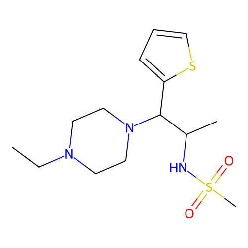 N-[1-(4-ethylpiperazin-1-yl)-1-thiophen-2-ylpropan-2-yl]methanesulfonamide structure