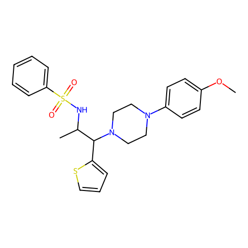 N-{1-[4-(4-methoxyphenyl)piperazin-1-yl]-1-(thiophen-2-yl)propan-2-yl}benzenesulfonamide structure