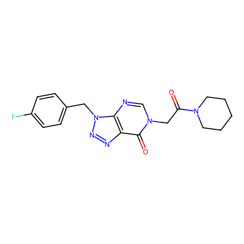 3-(4-fluorobenzyl)-6-(2-oxo-2-(piperidin-1-yl)ethyl)-3H-[1,2,3]triazolo[4,5-d]pyrimidin-7(6H)-one structure