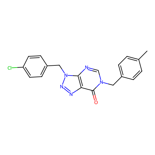 3-(4-chlorobenzyl)-6-(4-methylbenzyl)-3,6-dihydro-7H-[1,2,3]triazolo[4,5-d]pyrimidin-7-one structure