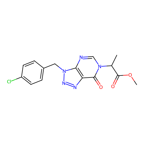 methyl 2-(3-(4-chlorobenzyl)-7-oxo-3H-[1,2,3]triazolo[4,5-d]pyrimidin-6(7H)-yl)propanoate structure