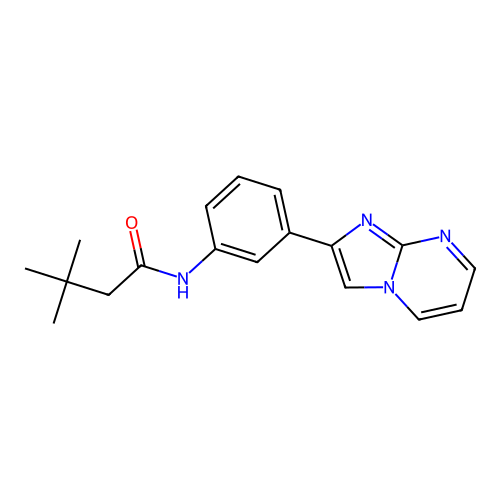 N-(3-imidazo[1,2-a]pyrimidin-2-ylphenyl)-3,3-dimethylbutanamide structure