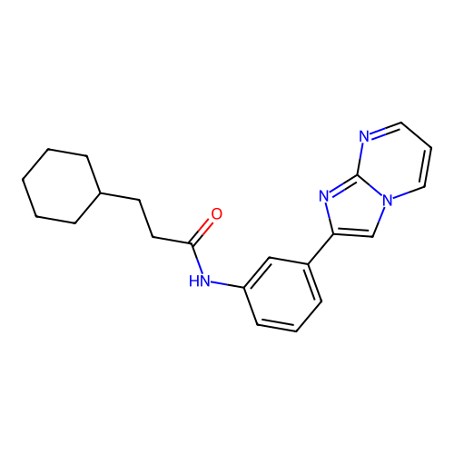 3-cyclohexyl-N-(3-{imidazo[1,2-a]pyrimidin-2-yl}phenyl)propanamide structure