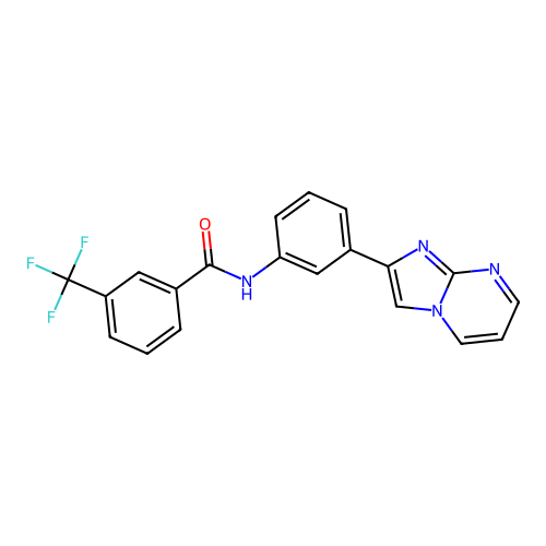N-(3-{imidazo[1,2-a]pyrimidin-2-yl}phenyl)-3-(trifluoromethyl)benzamide structure