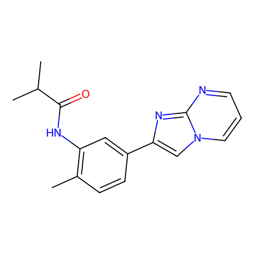 N-(5-(imidazo[1,2-a]pyrimidin-2-yl)-2-methylphenyl)isobutyramide structure