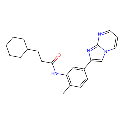 3-cyclohexyl-N-(5-imidazo[1,2-a]pyrimidin-2-yl-2-methylphenyl)propanamide structure