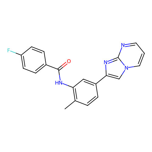 4-Fluoro-N-(5-{imidazo[1,2-A]pyrimidin-2-YL}-2-methylphenyl)benzamide structure