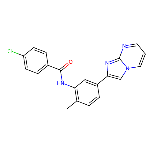 4-chloro-N-(5-{imidazo[1,2-a]pyrimidin-2-yl}-2-methylphenyl)benzamide structure