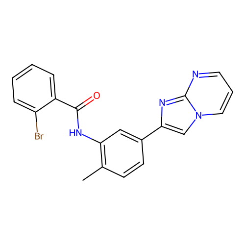 2-bromo-N-(5-{imidazo[1,2-a]pyrimidin-2-yl}-2-methylphenyl)benzamide structure