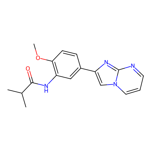 N-(5-imidazo[1,2-a]pyrimidin-2-yl-2-methoxyphenyl)-2-methylpropanamide structure