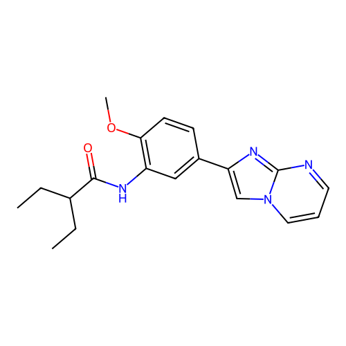 2-ethyl-N-(5-(imidazo[1,2-a]pyrimidin-2-yl)-2-methoxyphenyl)butanamide structure