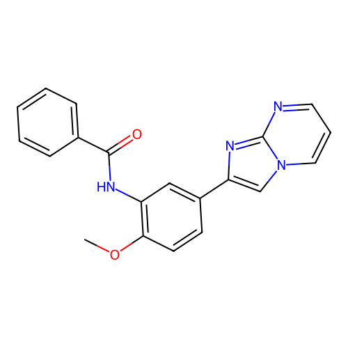 N-(5-imidazo[1,2-a]pyrimidin-2-yl-2-methoxyphenyl)benzamide structure