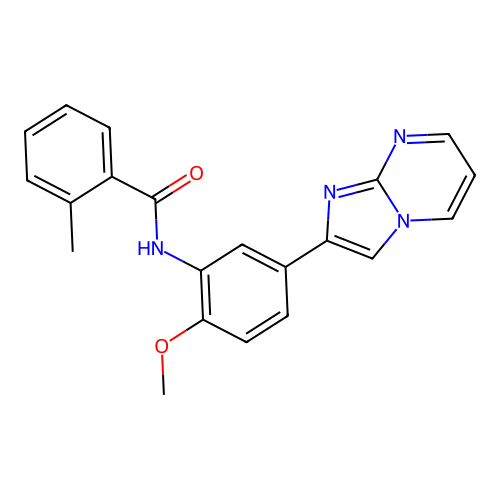 N-(5-imidazo[1,2-a]pyrimidin-2-yl-2-methoxyphenyl)-2-methylbenzamide structure