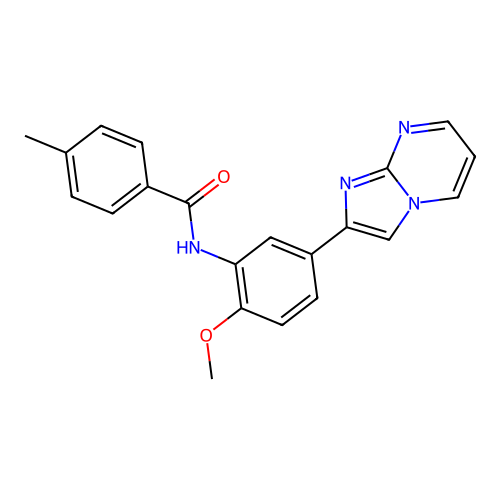 N-(5-(imidazo[1,2-a]pyrimidin-2-yl)-2-methoxyphenyl)-4-methylbenzamide structure