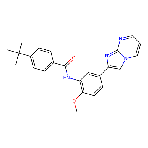 4-tert-butyl-N-(5-imidazo[1,2-a]pyrimidin-2-yl-2-methoxyphenyl)benzamide structure