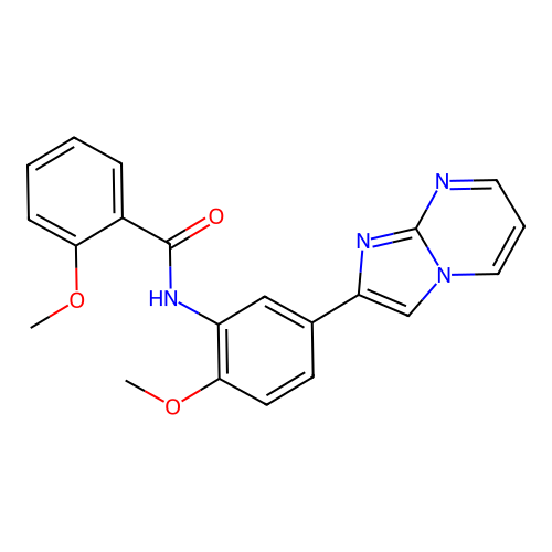 N-(5-{imidazo[1,2-a]pyrimidin-2-yl}-2-methoxyphenyl)-2-methoxybenzamide structure