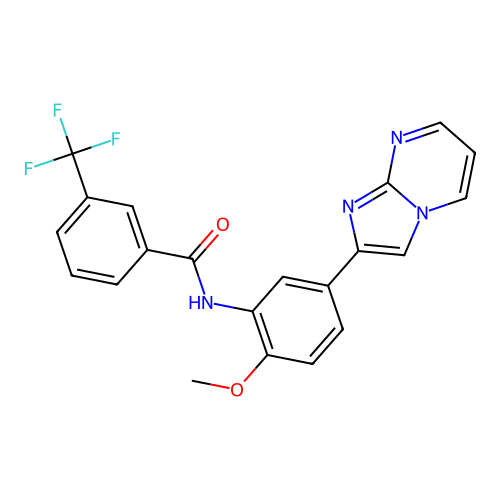 N-(5-imidazo[1,2-a]pyrimidin-2-yl-2-methoxyphenyl)-3-(trifluoromethyl)benzamide structure