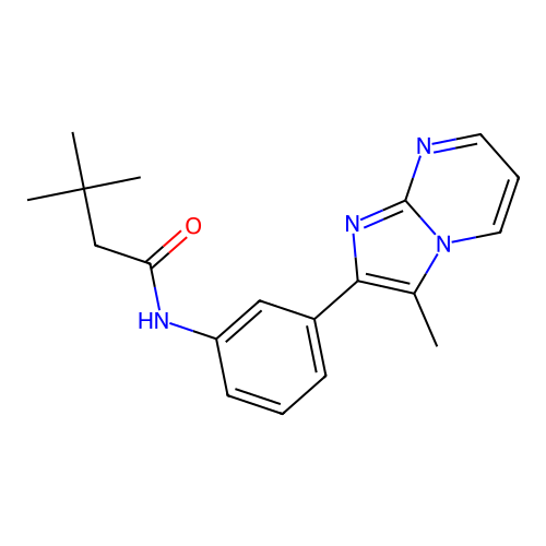 3,3-dimethyl-N-(3-(3-methylimidazo[1,2-a]pyrimidin-2-yl)phenyl)butanamide structure