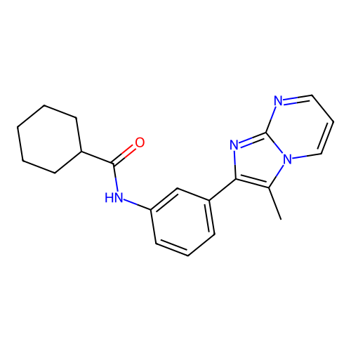 N-(3-{3-methylimidazo[1,2-a]pyrimidin-2-yl}phenyl)cyclohexanecarboxamide structure