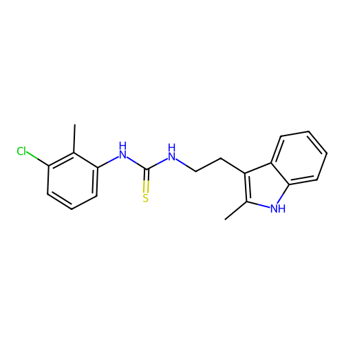 1-(3-chloro-2-methylphenyl)-3-[2-(2-methyl-1H-indol-3-yl)ethyl]thiourea structure