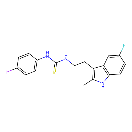 1-(2-(5-fluoro-2-methyl-1H-indol-3-yl)ethyl)-3-(4-iodophenyl)thiourea structure