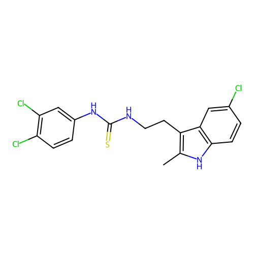 1-(2-(5-chloro-2-methyl-1H-indol-3-yl)ethyl)-3-(3,4-dichlorophenyl)thiourea structure