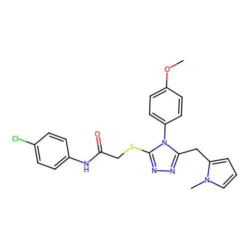 N-(4-chlorophenyl)-2-[[4-(4-methoxyphenyl)-5-[(1-methylpyrrol-2-yl)methyl]-1,2,4-triazol-3-yl]sulfanyl]acetamide structure