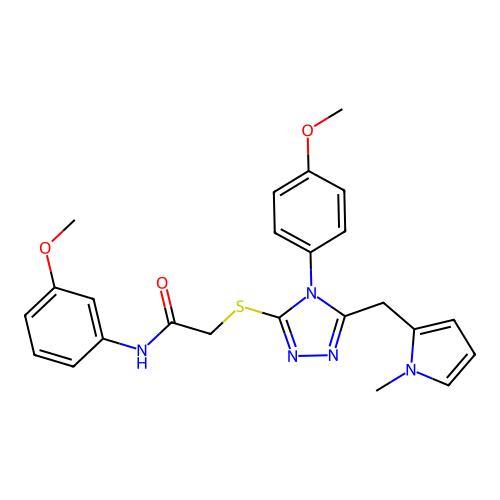 N-(3-methoxyphenyl)-2-{[4-(4-methoxyphenyl)-5-[(1-methyl-1H-pyrrol-2-yl)methyl]-4H-1,2,4-triazol-3-yl]sulfanyl}acetamide structure