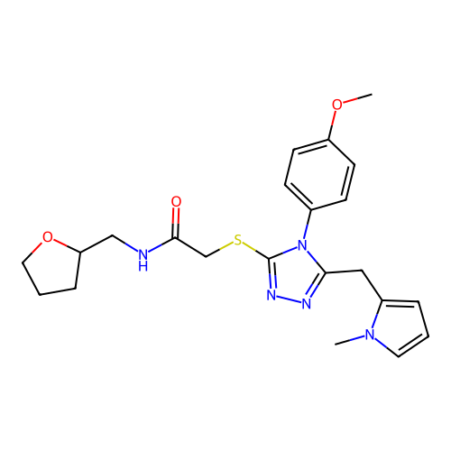 2-{[4-(4-methoxyphenyl)-5-[(1-methyl-1H-pyrrol-2-yl)methyl]-4H-1,2,4-triazol-3-yl]sulfanyl}-N-[(oxolan-2-yl)methyl]acetamide structure