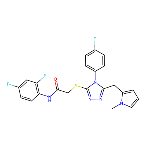 N-(2,4-difluorophenyl)-2-{[4-(4-fluorophenyl)-5-[(1-methyl-1H-pyrrol-2-yl)methyl]-4H-1,2,4-triazol-3-yl]sulfanyl}acetamide structure