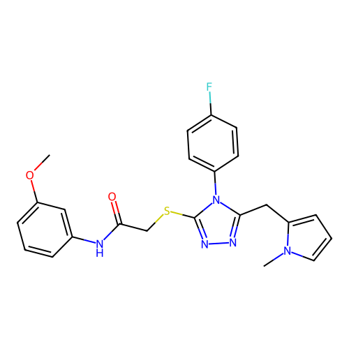 2-{[4-(4-fluorophenyl)-5-[(1-methyl-1H-pyrrol-2-yl)methyl]-4H-1,2,4-triazol-3-yl]sulfanyl}-N-(3-methoxyphenyl)acetamide structure