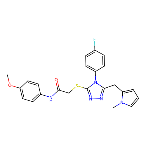 2-{[4-(4-fluorophenyl)-5-[(1-methyl-1H-pyrrol-2-yl)methyl]-4H-1,2,4-triazol-3-yl]sulfanyl}-N-(4-methoxyphenyl)acetamide structure