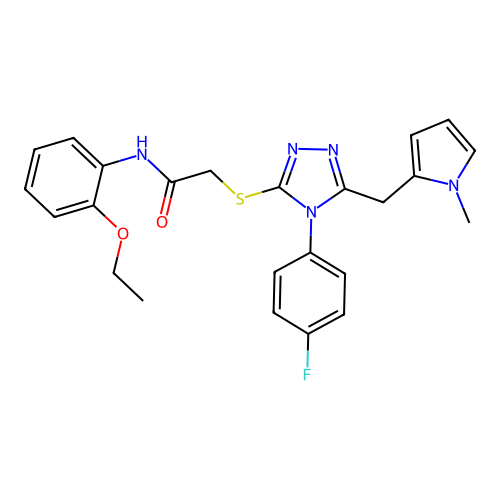 N-(2-ethoxyphenyl)-2-{[4-(4-fluorophenyl)-5-[(1-methyl-1H-pyrrol-2-yl)methyl]-4H-1,2,4-triazol-3-yl]sulfanyl}acetamide structure