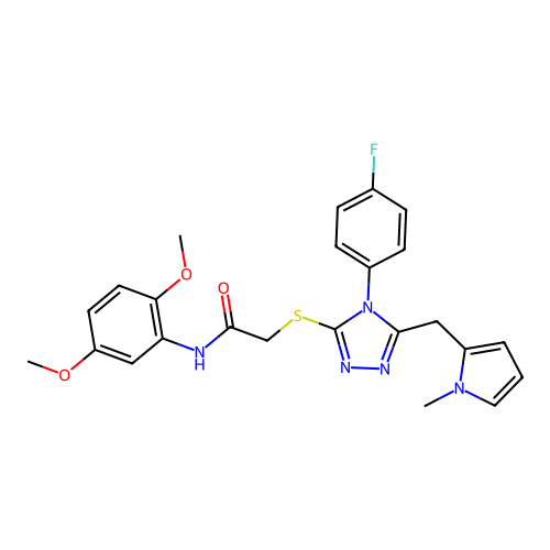 N-(2,5-dimethoxyphenyl)-2-{[4-(4-fluorophenyl)-5-[(1-methyl-1H-pyrrol-2-yl)methyl]-4H-1,2,4-triazol-3-yl]sulfanyl}acetamide structure
