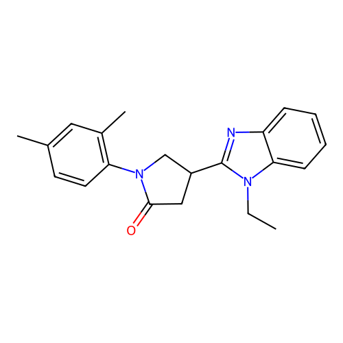 1-(2,4-dimethylphenyl)-4-(1-ethyl-1H-1,3-benzodiazol-2-yl)pyrrolidin-2-one structure