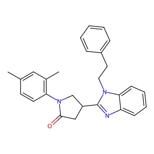 1-(2,4-dimethylphenyl)-4-[1-(2-phenylethyl)-1H-1,3-benzodiazol-2-yl]pyrrolidin-2-one structure