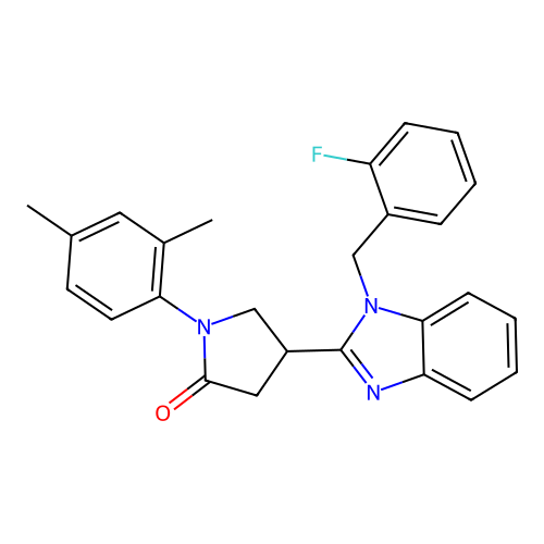 1-(2,4-dimethylphenyl)-4-{1-[(2-fluorophenyl)methyl]-1H-1,3-benzodiazol-2-yl}pyrrolidin-2-one structure