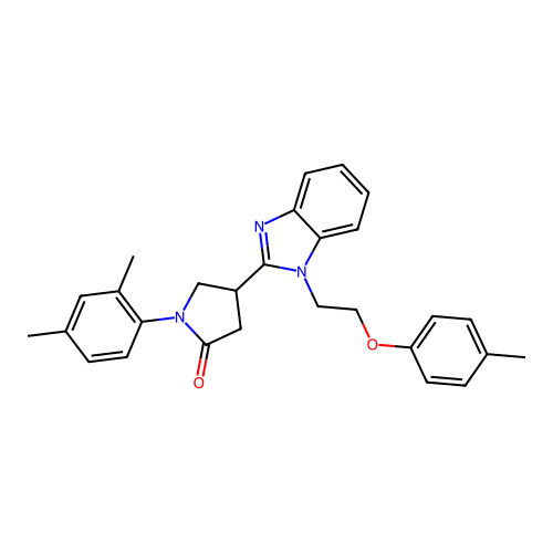 1-(2,4-dimethylphenyl)-4-{1-[2-(4-methylphenoxy)ethyl]-1H-1,3-benzodiazol-2-yl}pyrrolidin-2-one structure