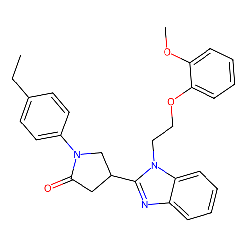 1-(4-ethylphenyl)-4-{1-[2-(2-methoxyphenoxy)ethyl]-1H-1,3-benzodiazol-2-yl}pyrrolidin-2-one structure