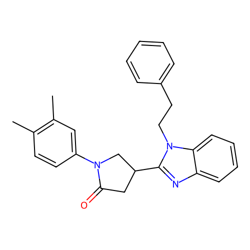 1-(3,4-dimethylphenyl)-4-(1-phenethyl-1H-benzo[d]imidazol-2-yl)pyrrolidin-2-one structure