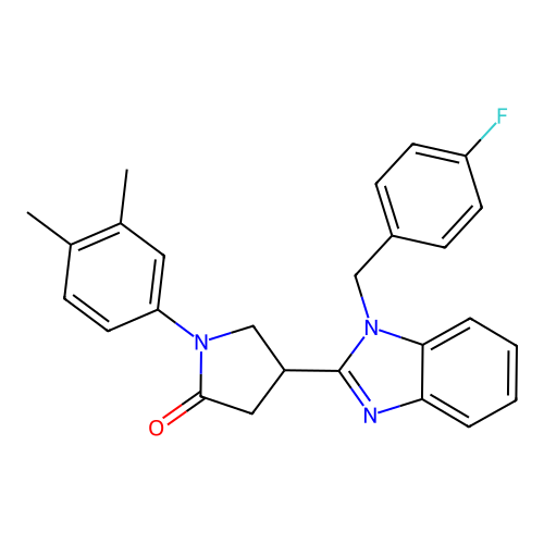 1-(3,4-dimethylphenyl)-4-{1-[(4-fluorophenyl)methyl]-1H-1,3-benzodiazol-2-yl}pyrrolidin-2-one structure
