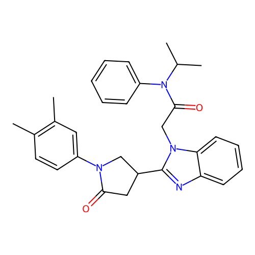 2-{2-[1-(3,4-dimethylphenyl)-5-oxopyrrolidin-3-yl]-1H-1,3-benzodiazol-1-yl}-N-phenyl-N-(propan-2-yl)acetamide structure
