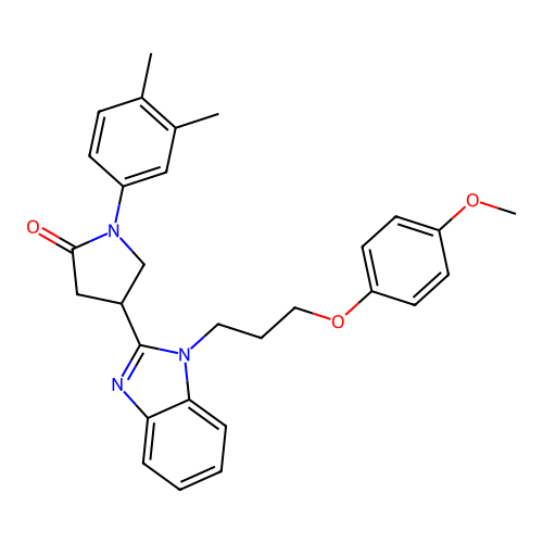 1-(3,4-dimethylphenyl)-4-{1-[3-(4-methoxyphenoxy)propyl]-1H-1,3-benzodiazol-2-yl}pyrrolidin-2-one structure