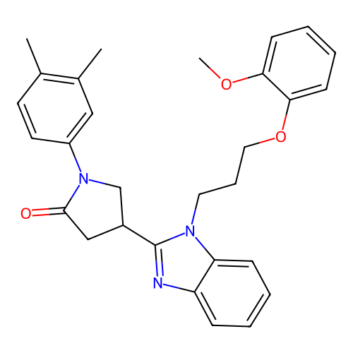 1-(3,4-dimethylphenyl)-4-{1-[3-(2-methoxyphenoxy)propyl]-1H-1,3-benzodiazol-2-yl}pyrrolidin-2-one structure