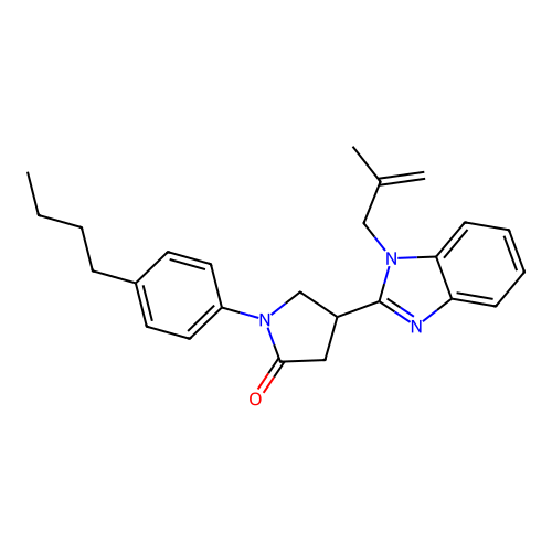 1-(4-butylphenyl)-4-(1-(2-methylallyl)-1H-benzo[d]imidazol-2-yl)pyrrolidin-2-one structure