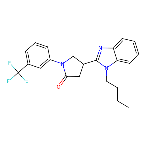 4-(1-Butylbenzimidazol-2-yl)-1-[3-(trifluoromethyl)phenyl]pyrrolidin-2-one structure