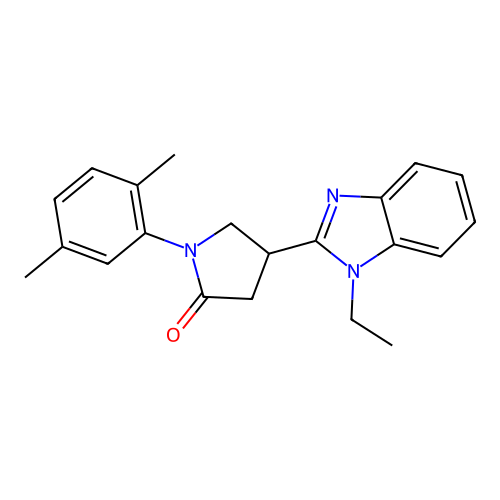 1-(2,5-dimethylphenyl)-4-(1-ethyl-1H-1,3-benzodiazol-2-yl)pyrrolidin-2-one structure