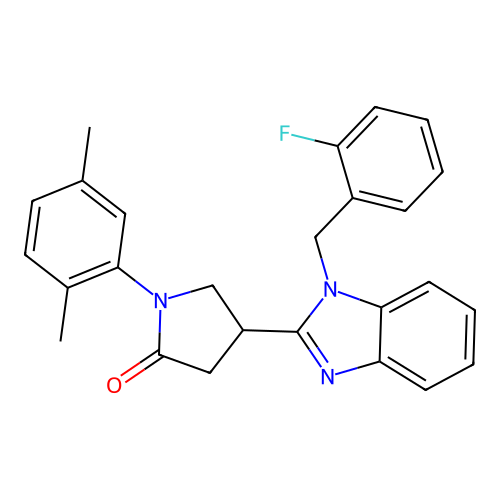 1-(2,5-dimethylphenyl)-4-{1-[(2-fluorophenyl)methyl]-1H-1,3-benzodiazol-2-yl}pyrrolidin-2-one structure