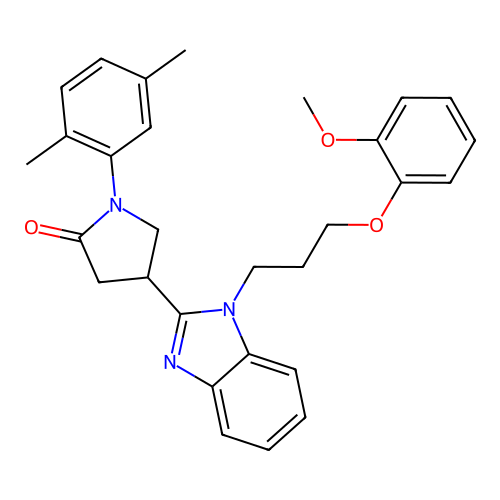 1-(2,5-dimethylphenyl)-4-{1-[3-(2-methoxyphenoxy)propyl]-1H-1,3-benzodiazol-2-yl}pyrrolidin-2-one structure